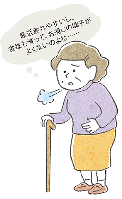 身体機能が低下した人のイラスト