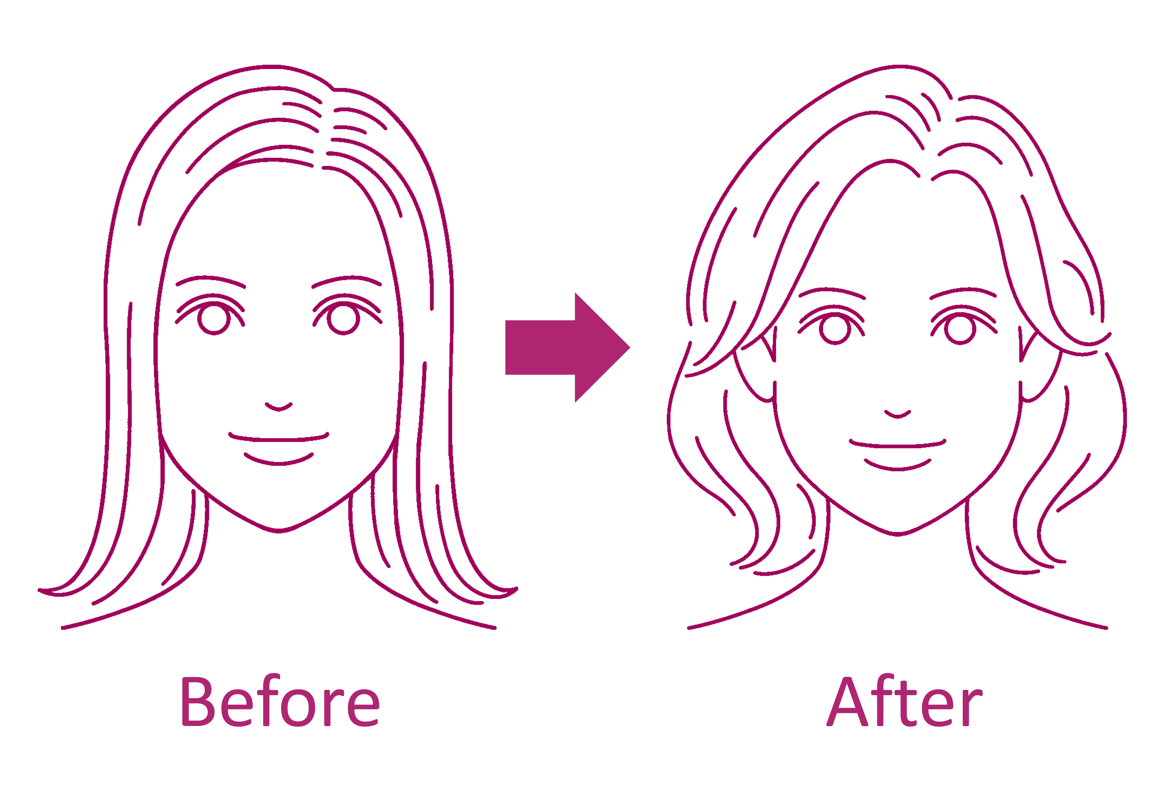 ワンレングスからレイヤーカットになった女性のイメージ画像