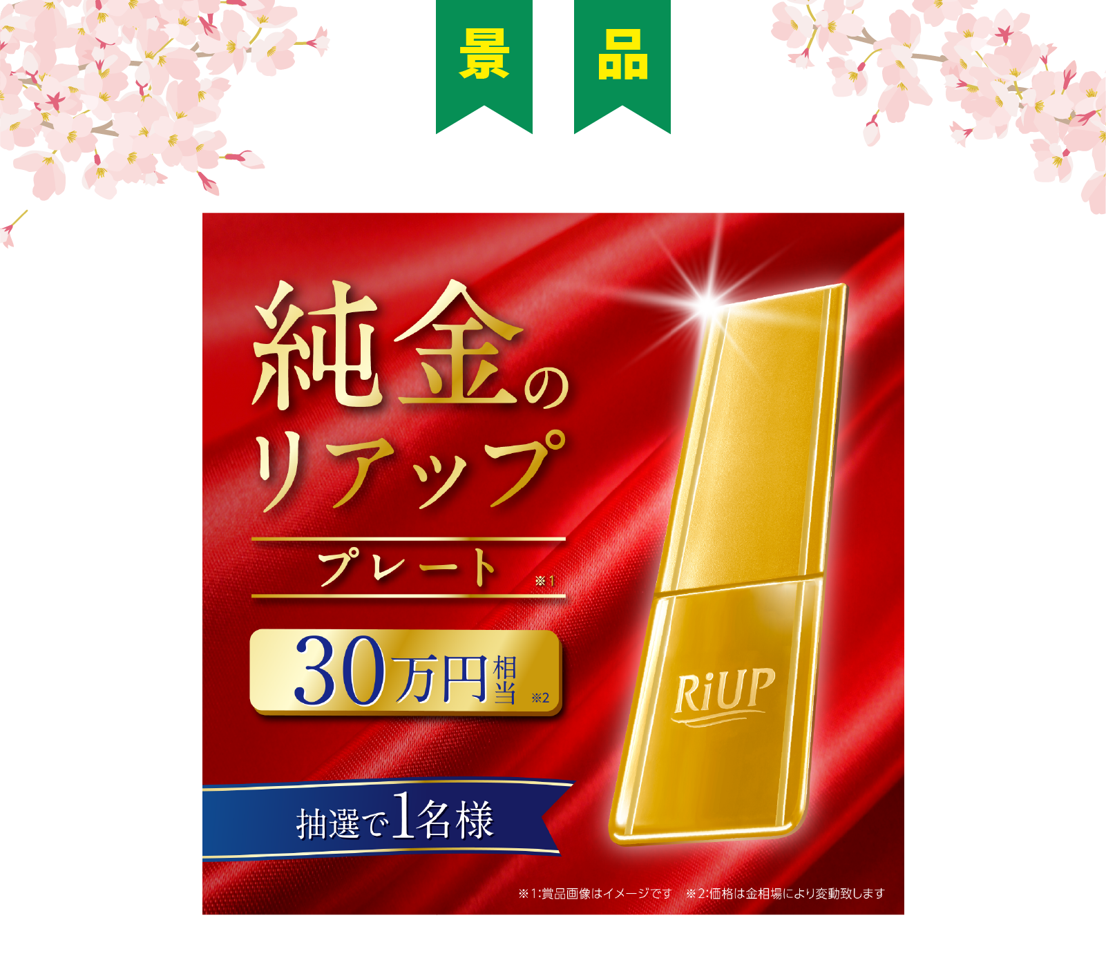 景品　純金のリアッププレート