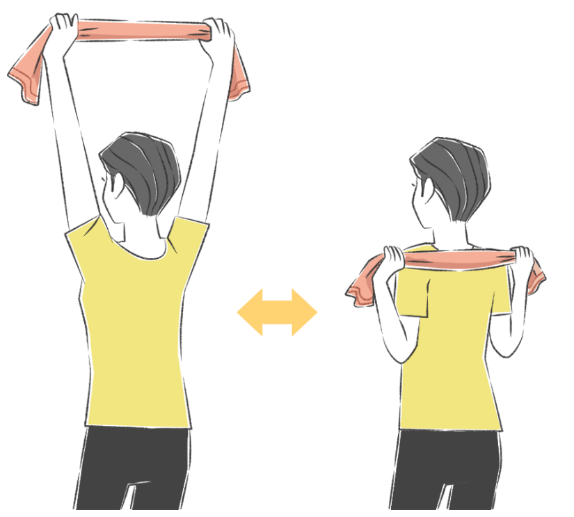 背中の筋肉を動かして代謝アップと姿勢改善のタオルを使ったトレーニング