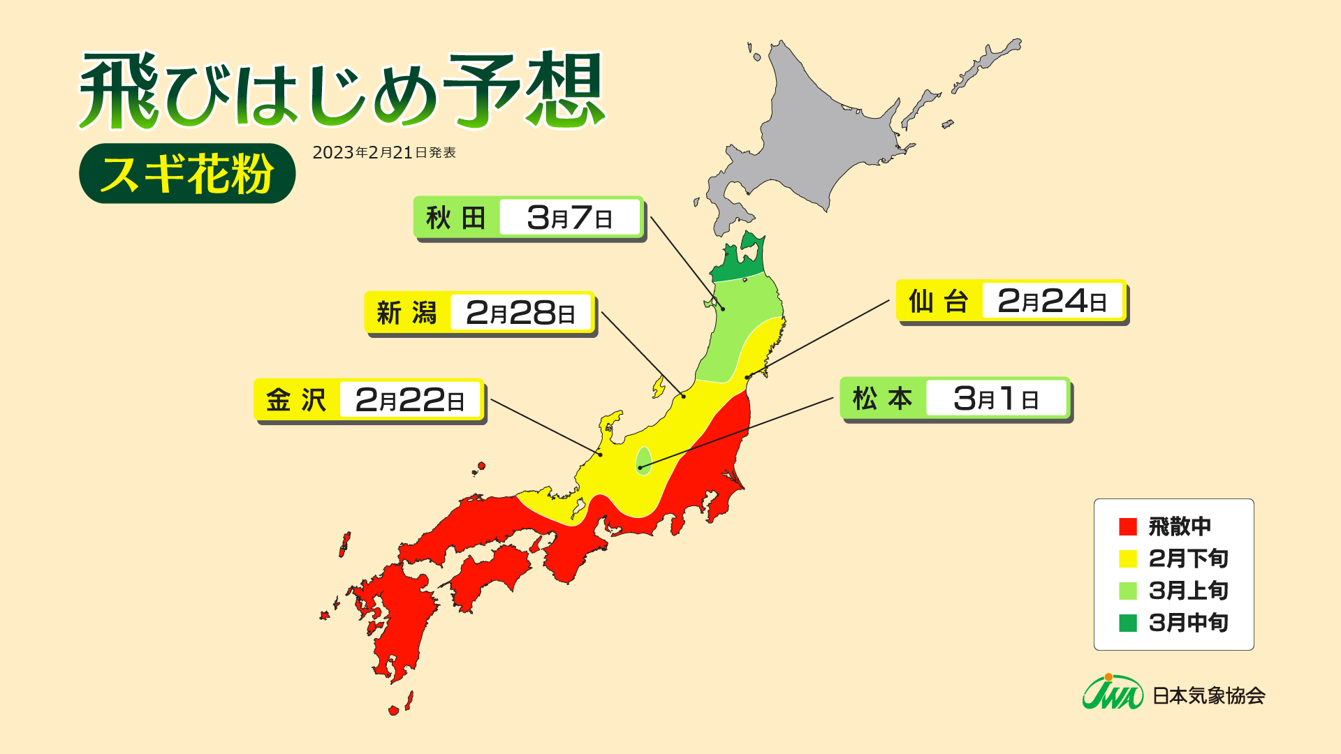 スギ花粉の飛散開始時期