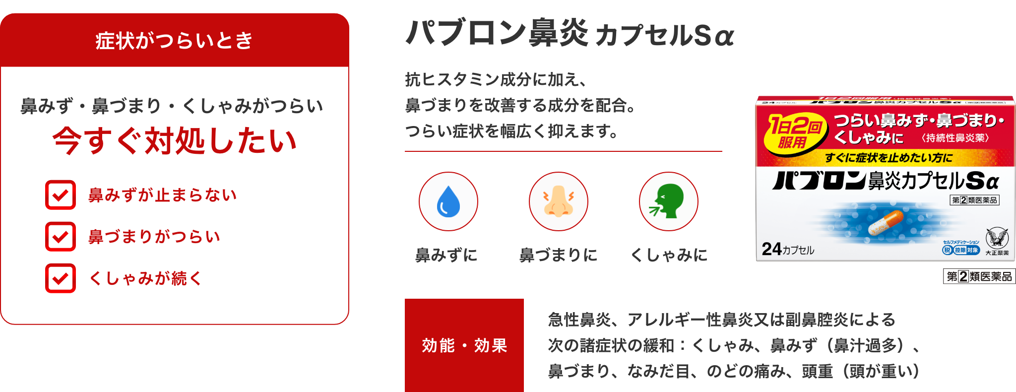 鼻がむずむず、鼻炎のはじまりパブロン鼻炎カプセルSα