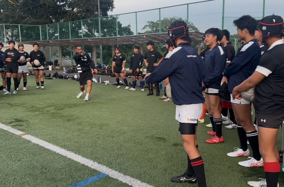 慶應義塾高等学校   ハイパフォーマンスクリニック リポビタンアンバサダーアーロン・スミス氏指導風景