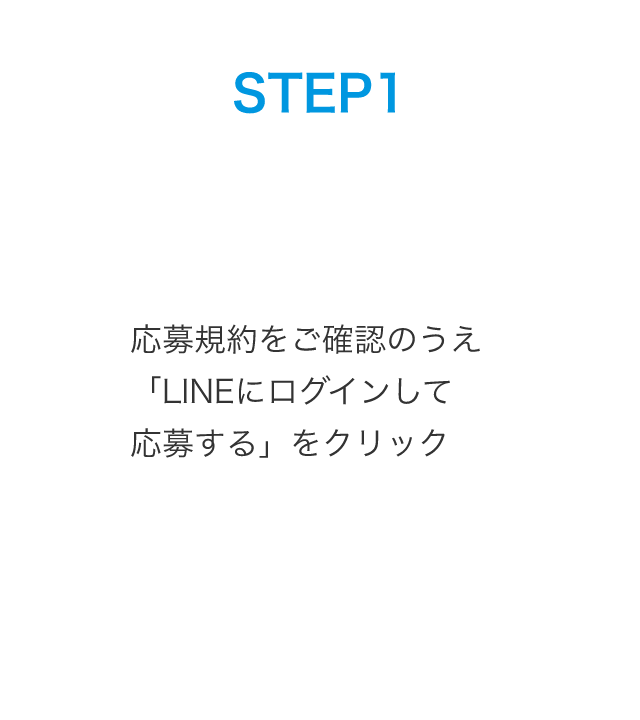 STEP1：応募規約をご確認のうえ「LINEにログインして 応募する」をクリック