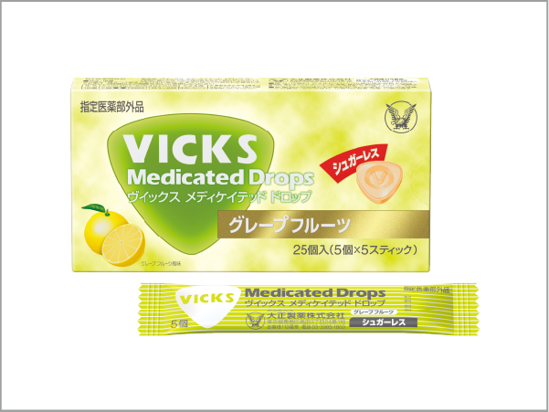 VICKS Medicated DROPS SUGARLESS GRAPEFRUIT