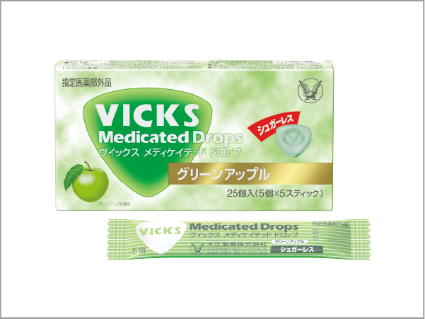 VICKS Medicated DROPS SUGARLESS GREEN APPLE