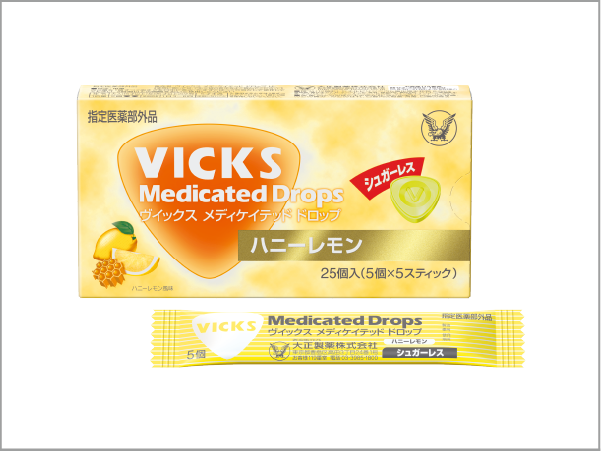 VICKS Medicated DROPS SUGARLESS HONEY LEMON