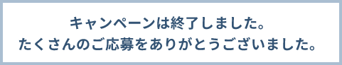 キャンペーンは終了しました。たくさんのご応募ありがとうございましたと書かれている画像
