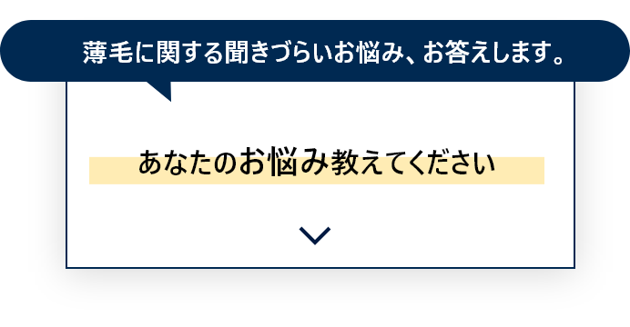 薄毛に関する聞きづらいお悩みを伺うサイトへ遷移するためのエリアへアンカーさせるボタン