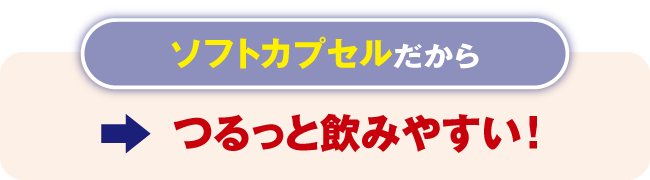 ソフトカプセルだからつるっと飲みやすい！と特長が書かれている画像