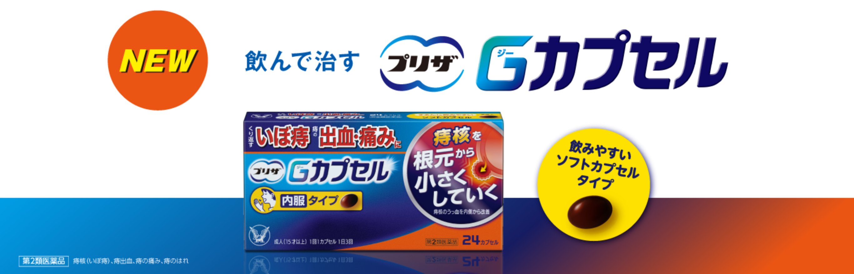 痔治療薬、飲んで治す「プリザ Gカプセル」のキービジュアル