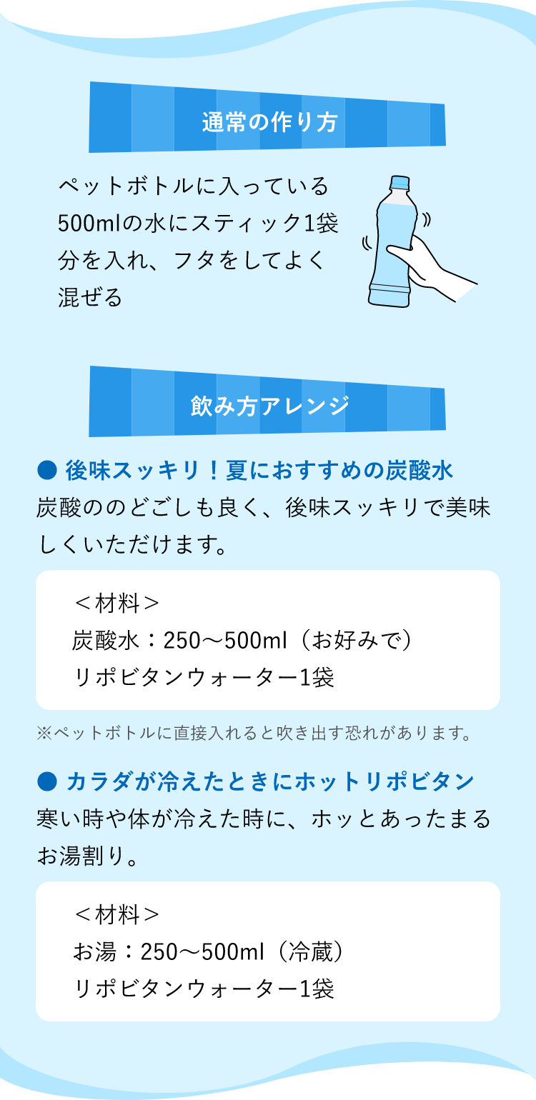 リポビタンウォーター 作り方、飲み方