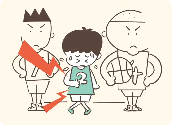 大事な試験や部活の試合前など“ここ一番”という時に決まって腹痛になっているイラスト