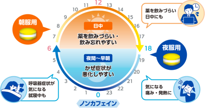 朝晩2回の服用で、 効果が長く続く！