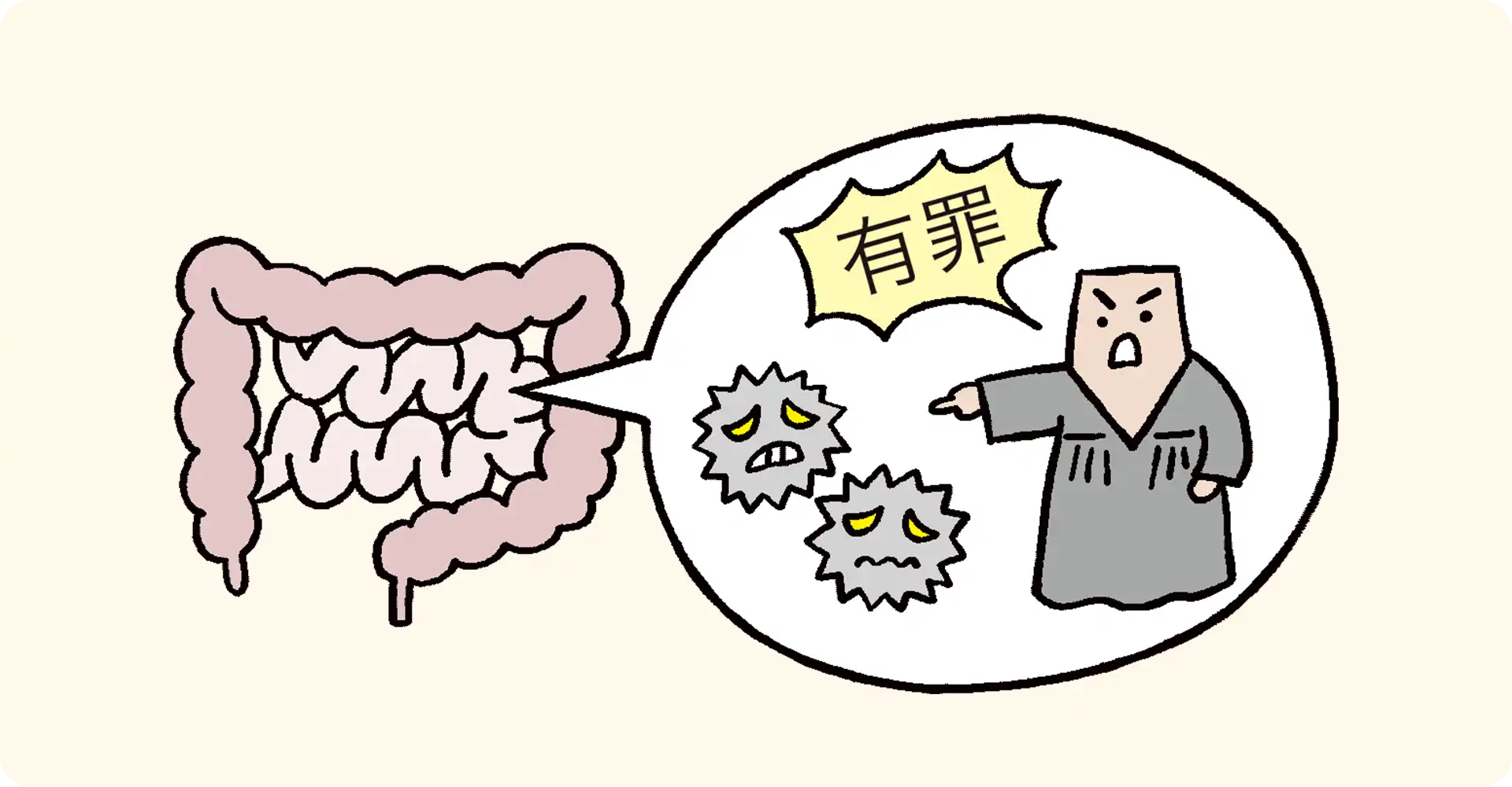 腸内フローラと腸管免疫の関係のイメージイラスト