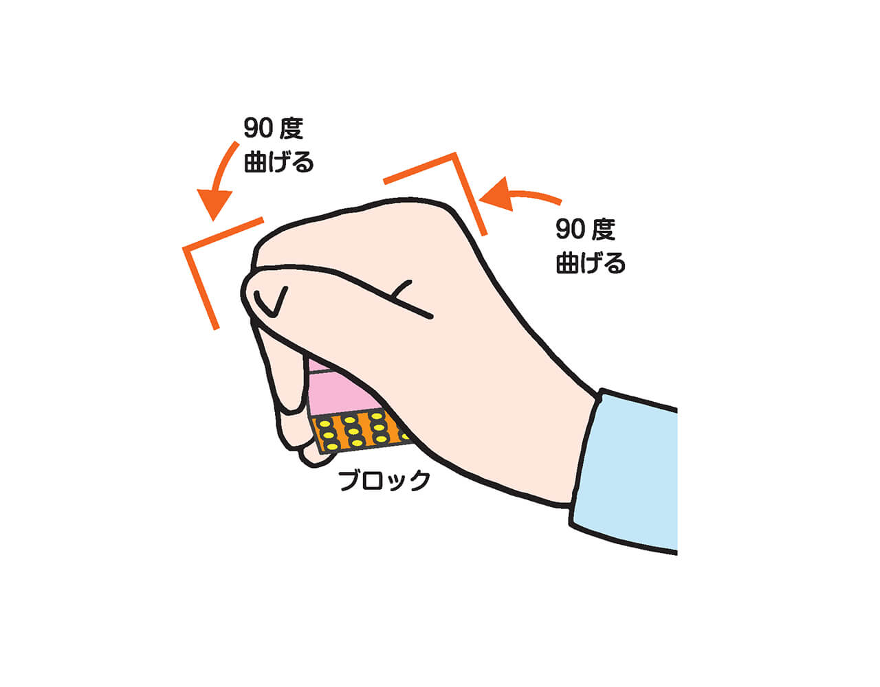 ＜ばね指におすすめ！ブロックつかみストレッチ＞