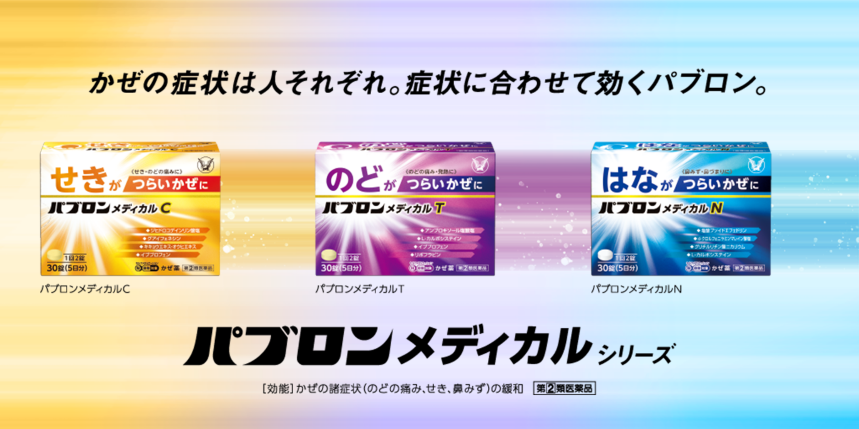 かぜの症状は人それぞれ。症状に合わせて効くパブロン。