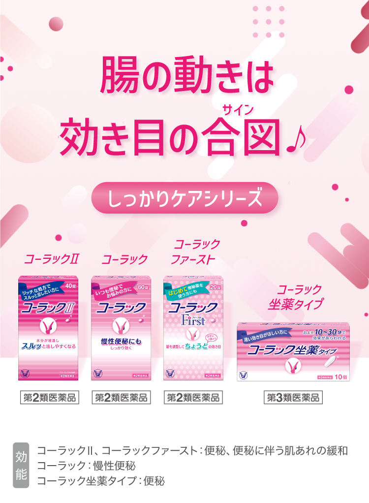 コーラック製品ラインアップしっかりケアシリーズに遷移するキービジュアル