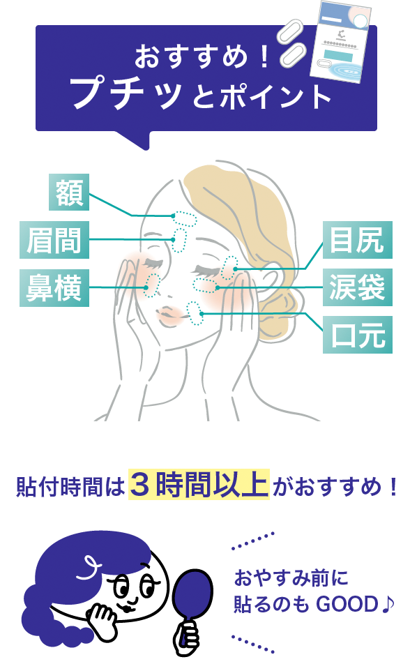 貼付時間は3時間以上がおすすめ！おやすみ前に貼るのもGOOD！