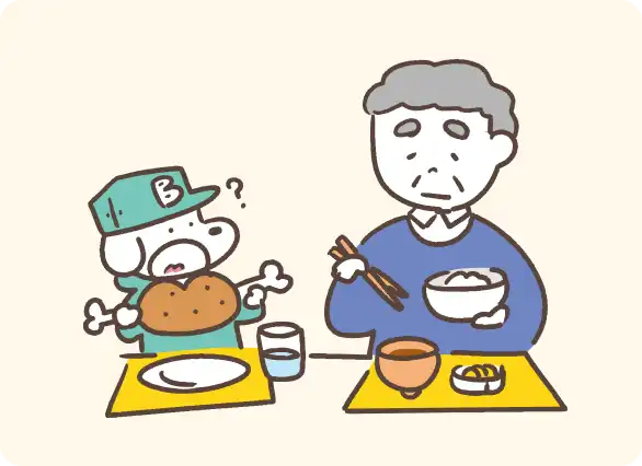 年齢を重ねて食事量が減ったイラスト