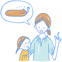 排便に関して親が子どもに教えてあげているイラスト