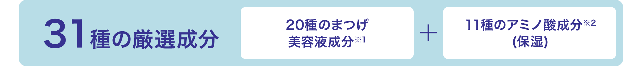 31種の厳選成分 20種のまつげ美容液成分※1+11種のアミノ酸成分※2（保湿）