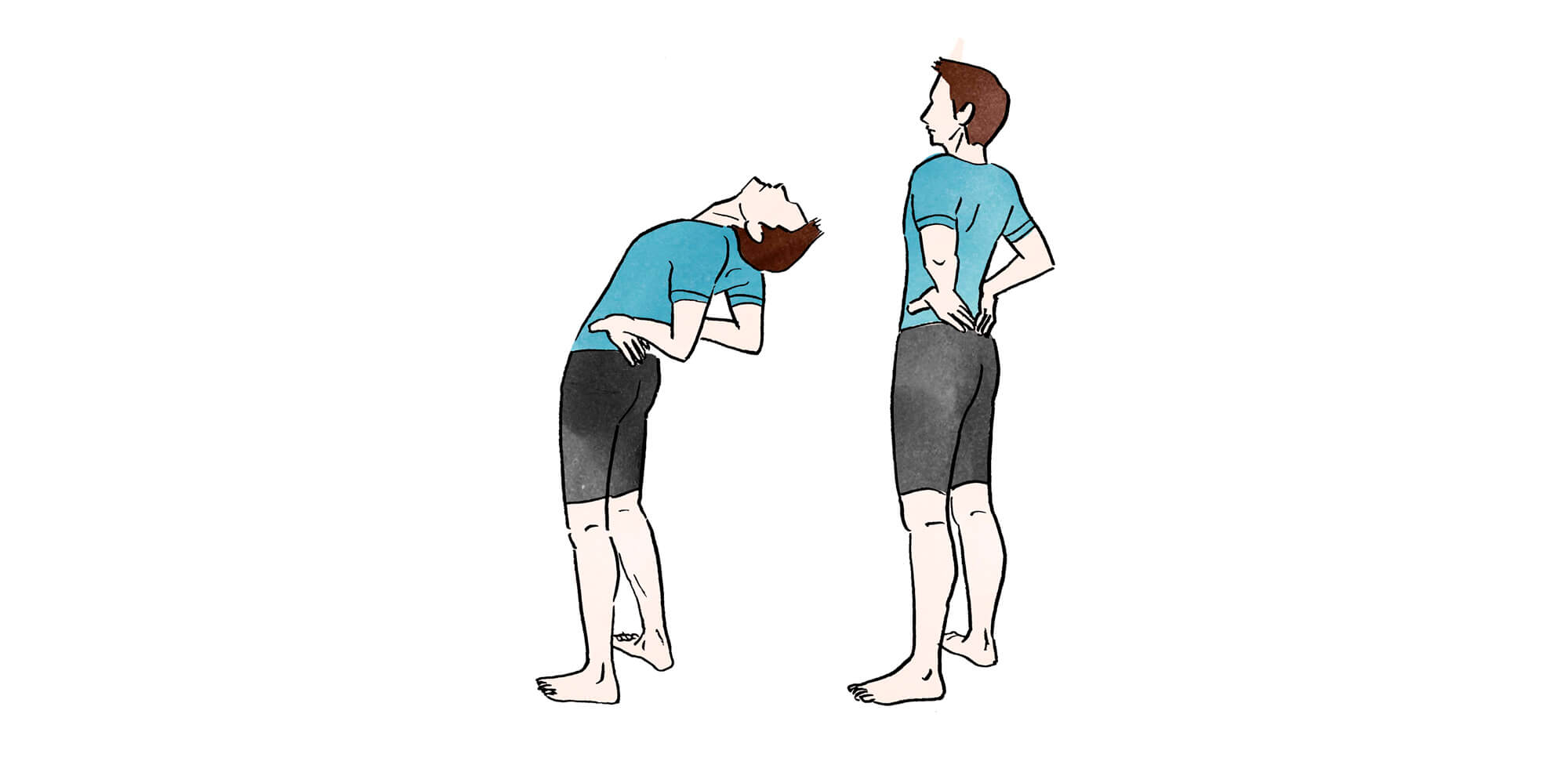［腰痛予防ストレッチその2：エクササイズ4・立位での伸展］
