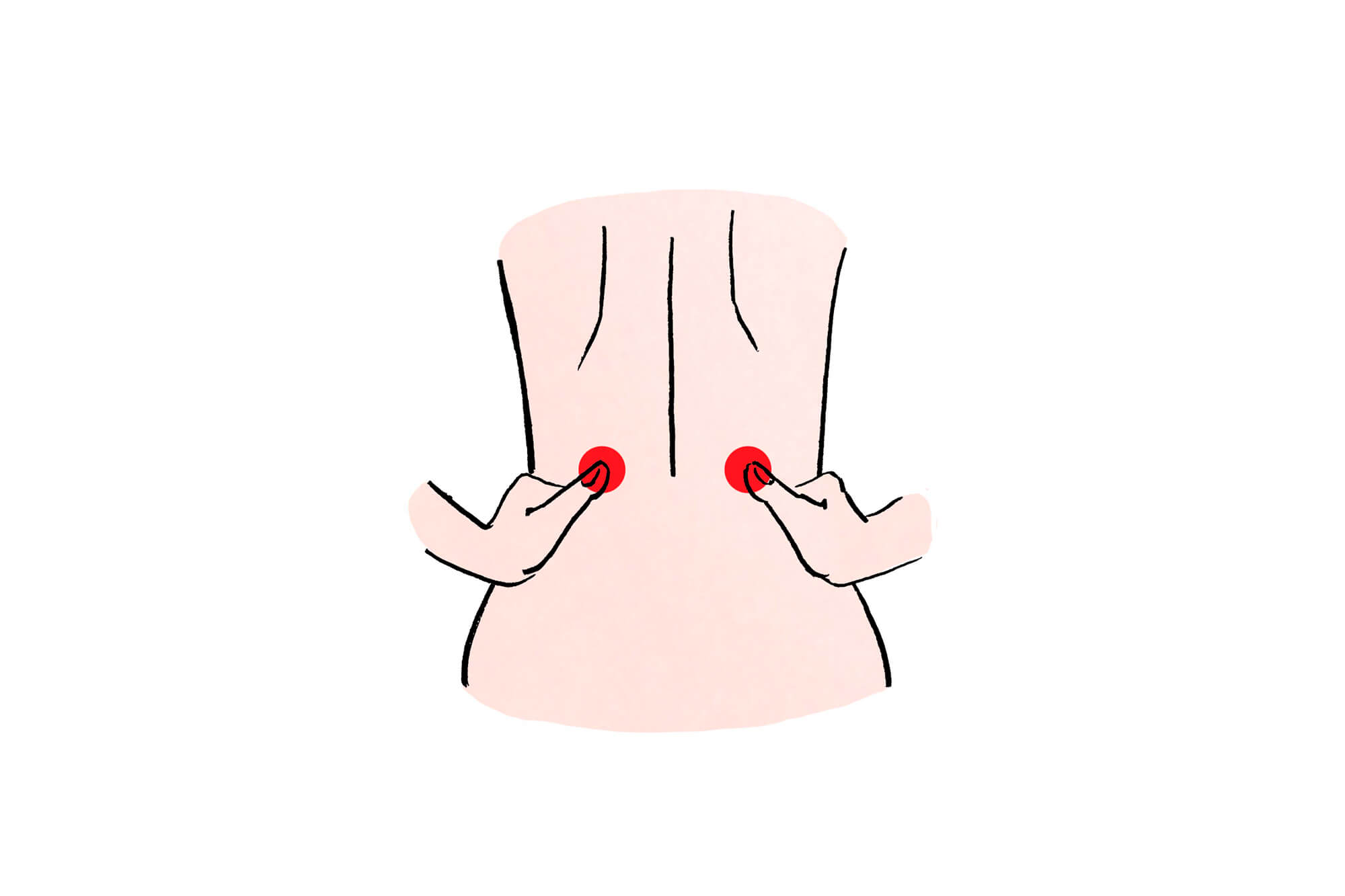 腰痛の痛みを軽減するツボ 　腎喩（じんゆ）